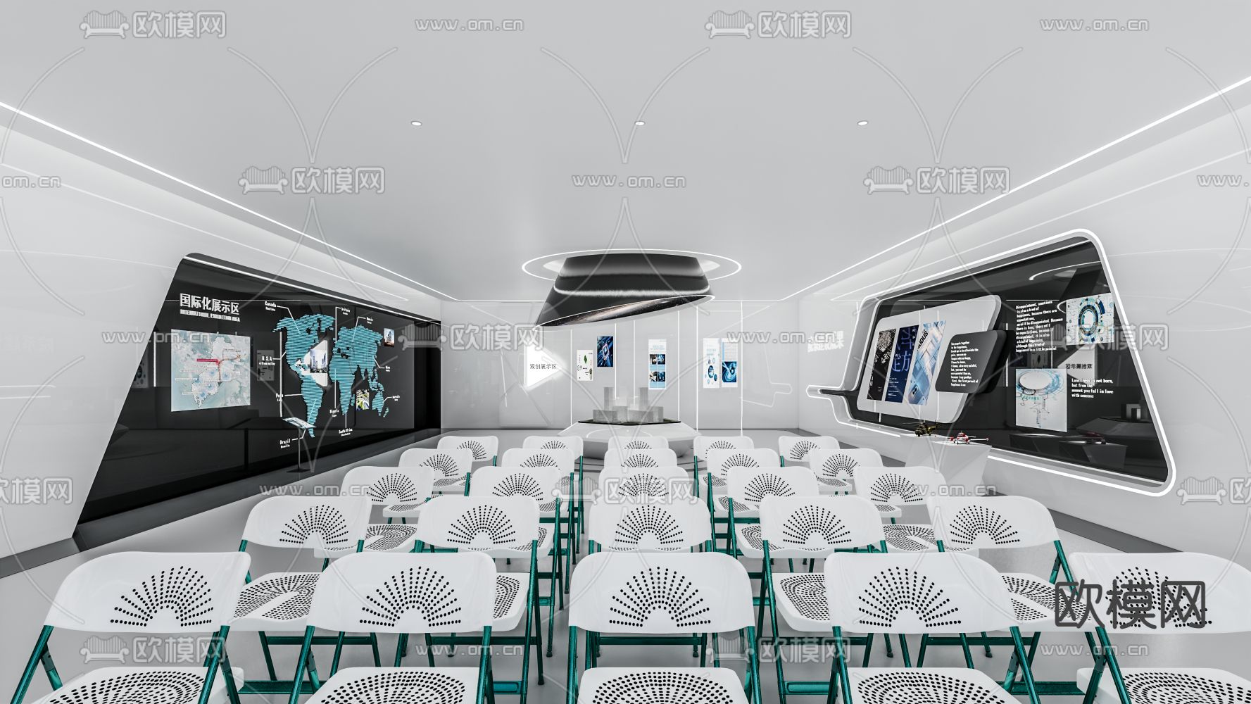 现代科技企业展厅su模型下载（渲染图2）