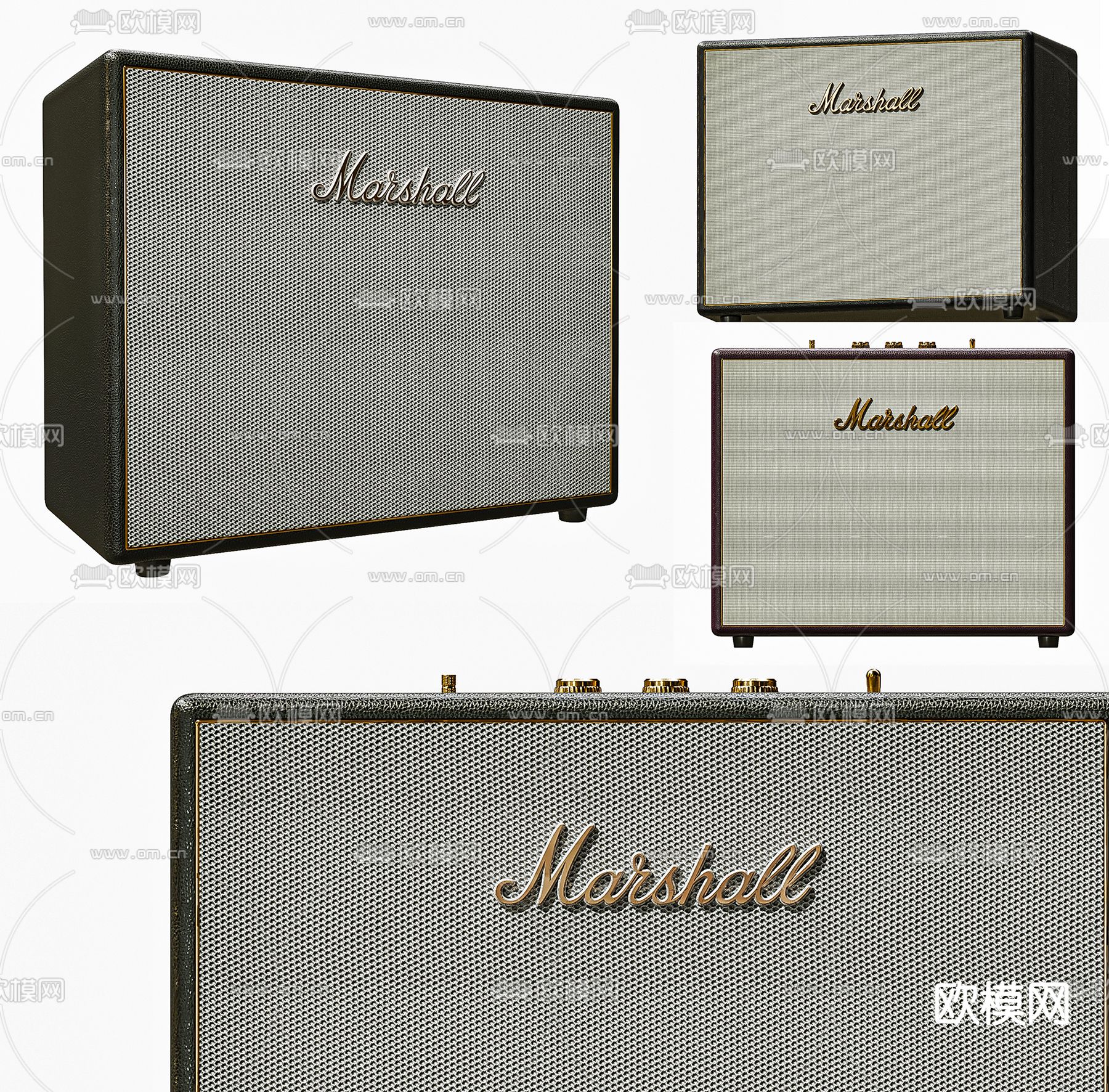 现代马歇尔音响3d模型下载（渲染图1）