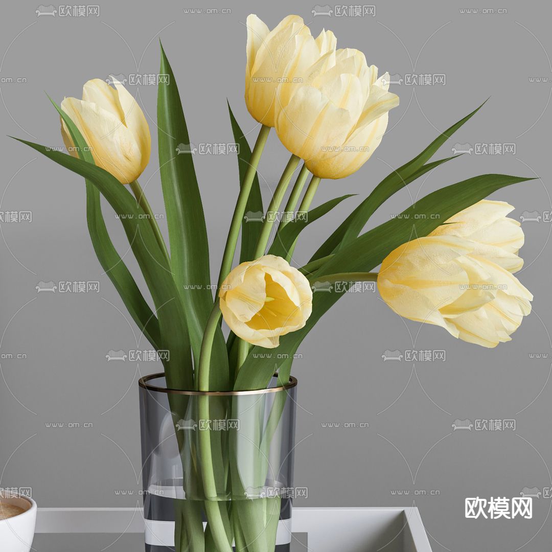 现代马卡龙咖啡食品摆件3d模型