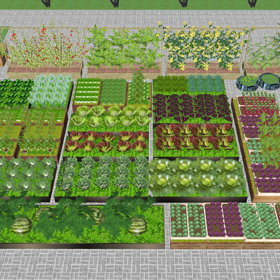 现代蔬菜盆栽su模型