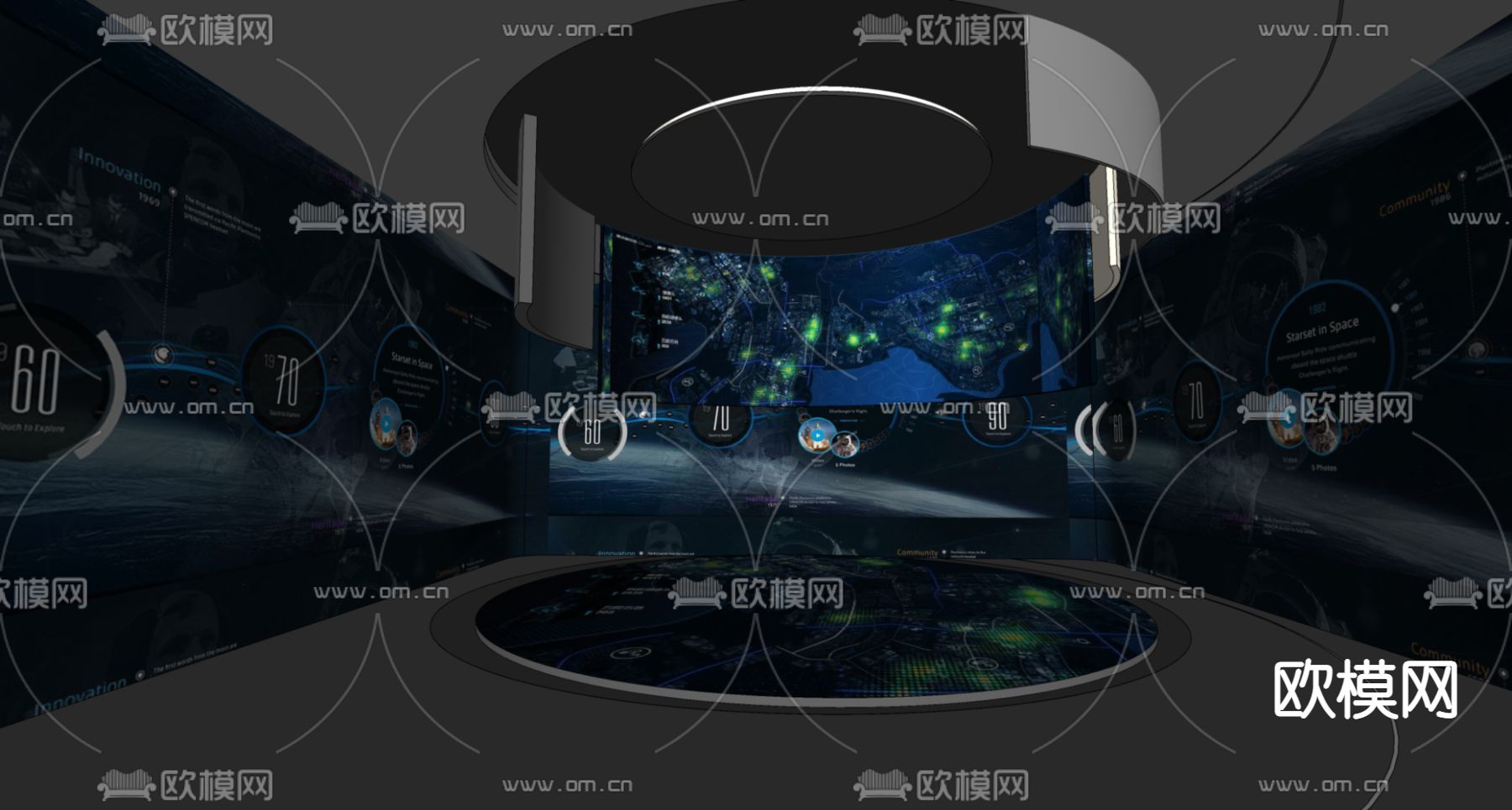 现代科技展厅su模型下载（渲染图2）