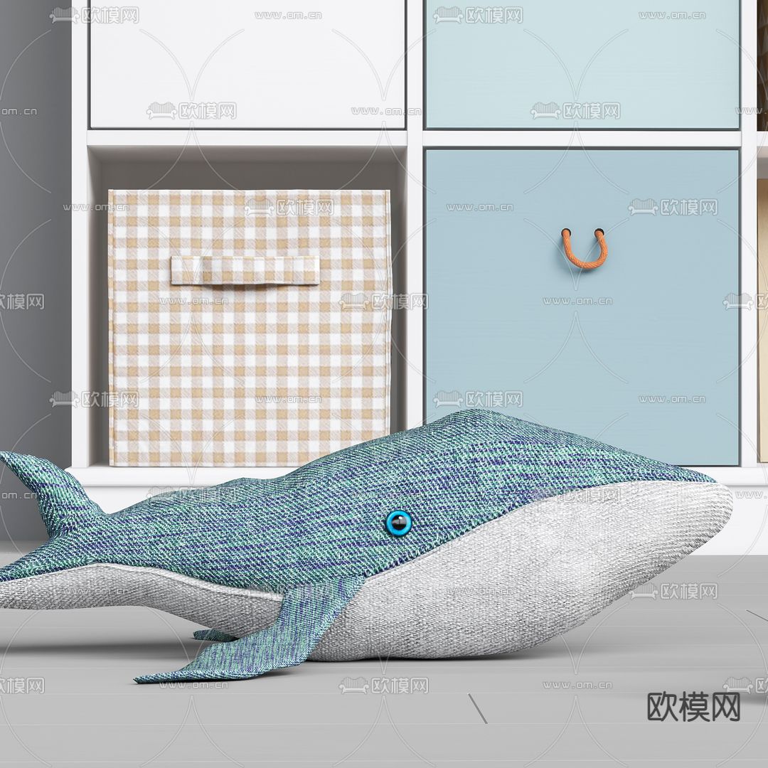 现代儿童置物柜3d模型下载（渲染图2）