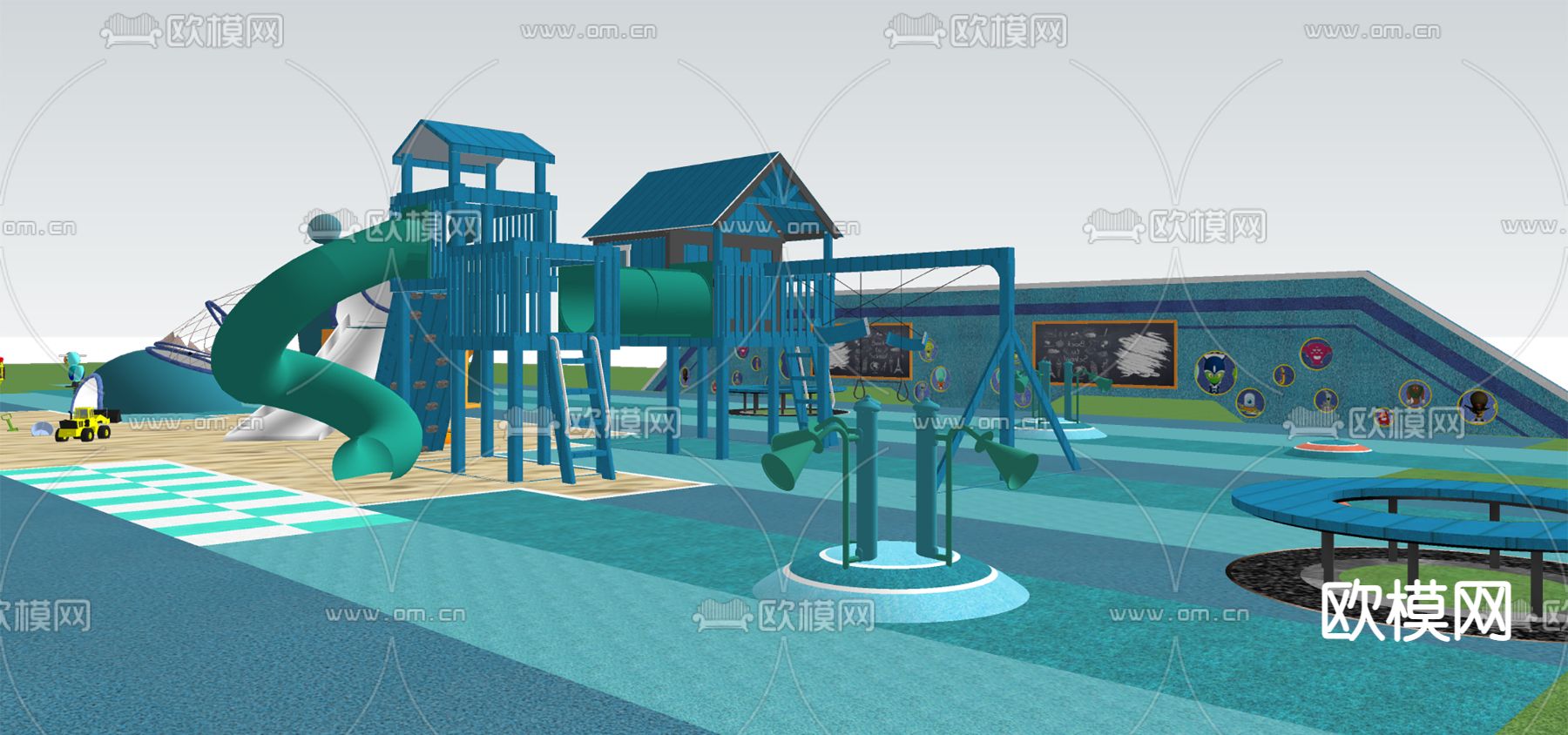 现代儿童游乐园su模型下载（渲染图4）