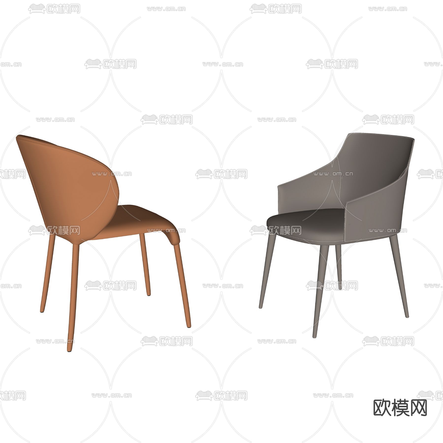 现代餐椅单椅su模型下载（渲染图2）