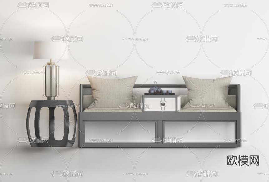 新中式罗汉床免费3d模型下载
