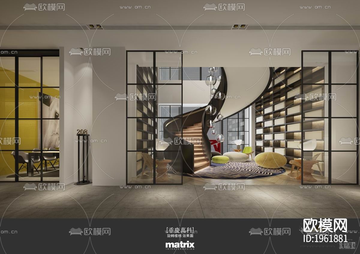 万科办公室施工图下载（渲染图3）