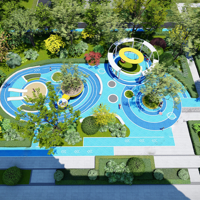  现代儿童游乐园su模型 