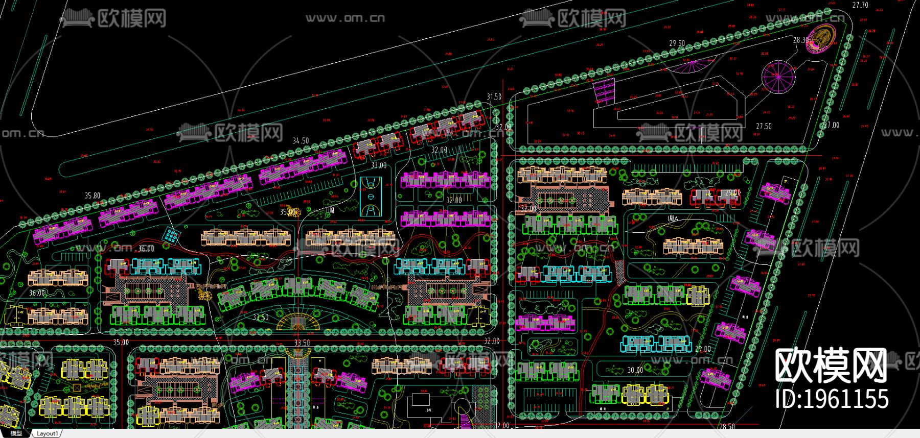 会峰山庄规划总平面图下载（渲染图2）