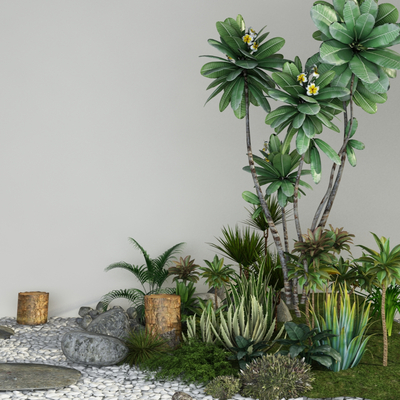  现代绿植花坛su模型 