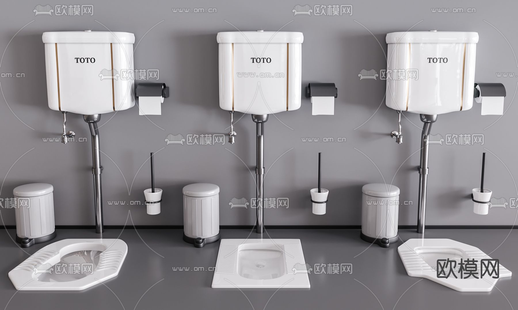 现代水箱蹲厕便器3d模型