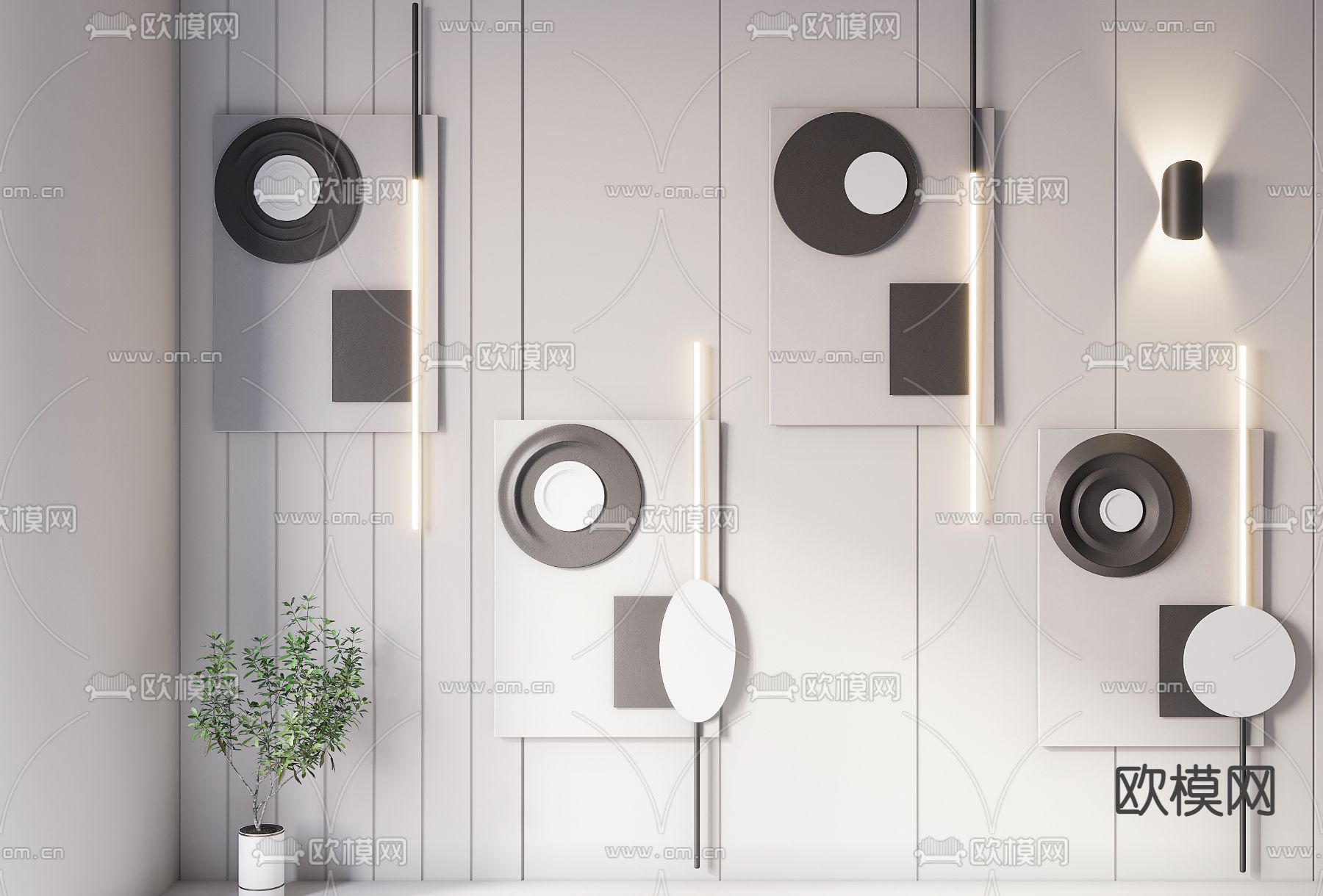 现代墙饰挂件3d模型下载