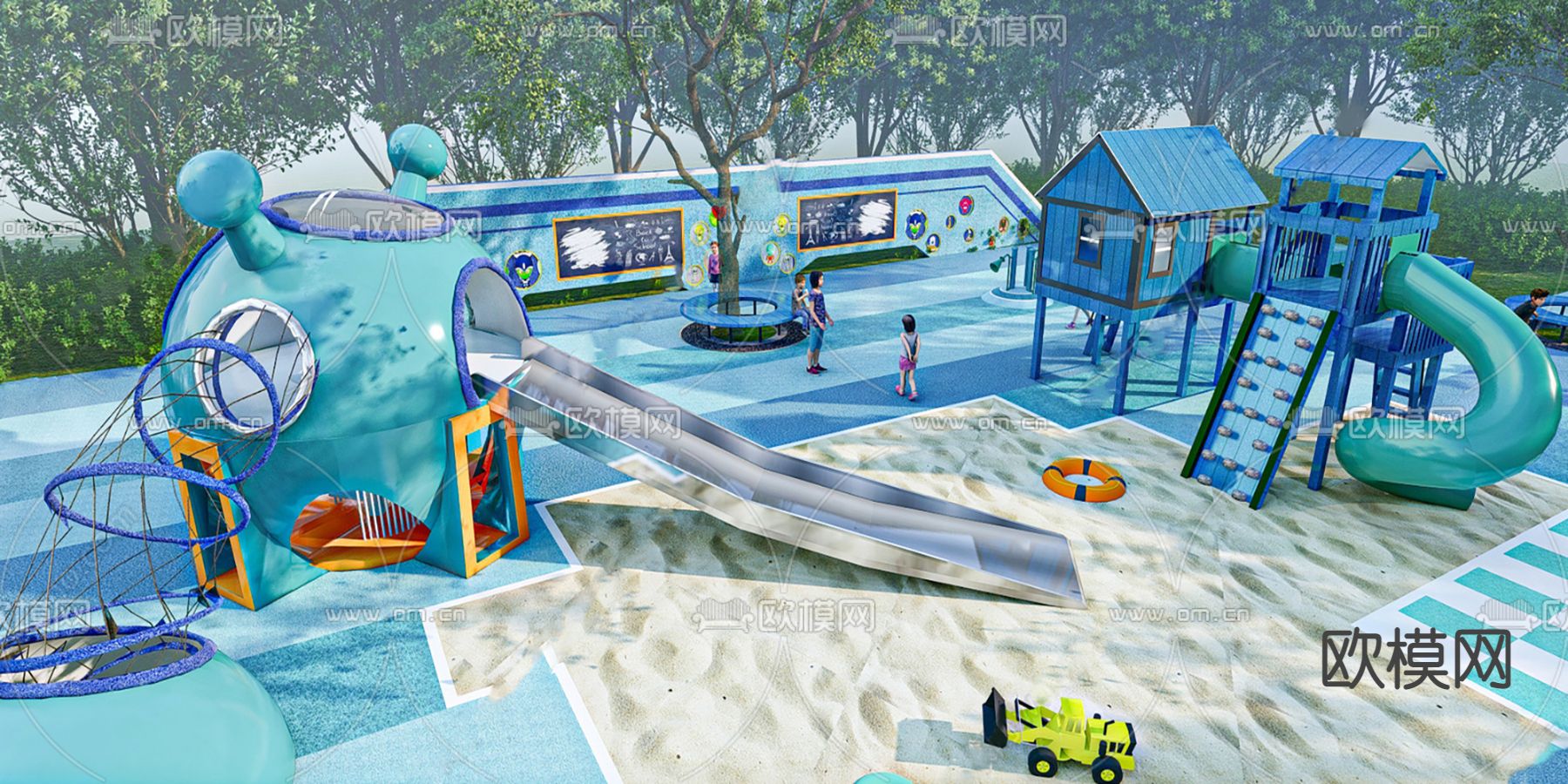现代儿童游乐园su模型下载（渲染图1）