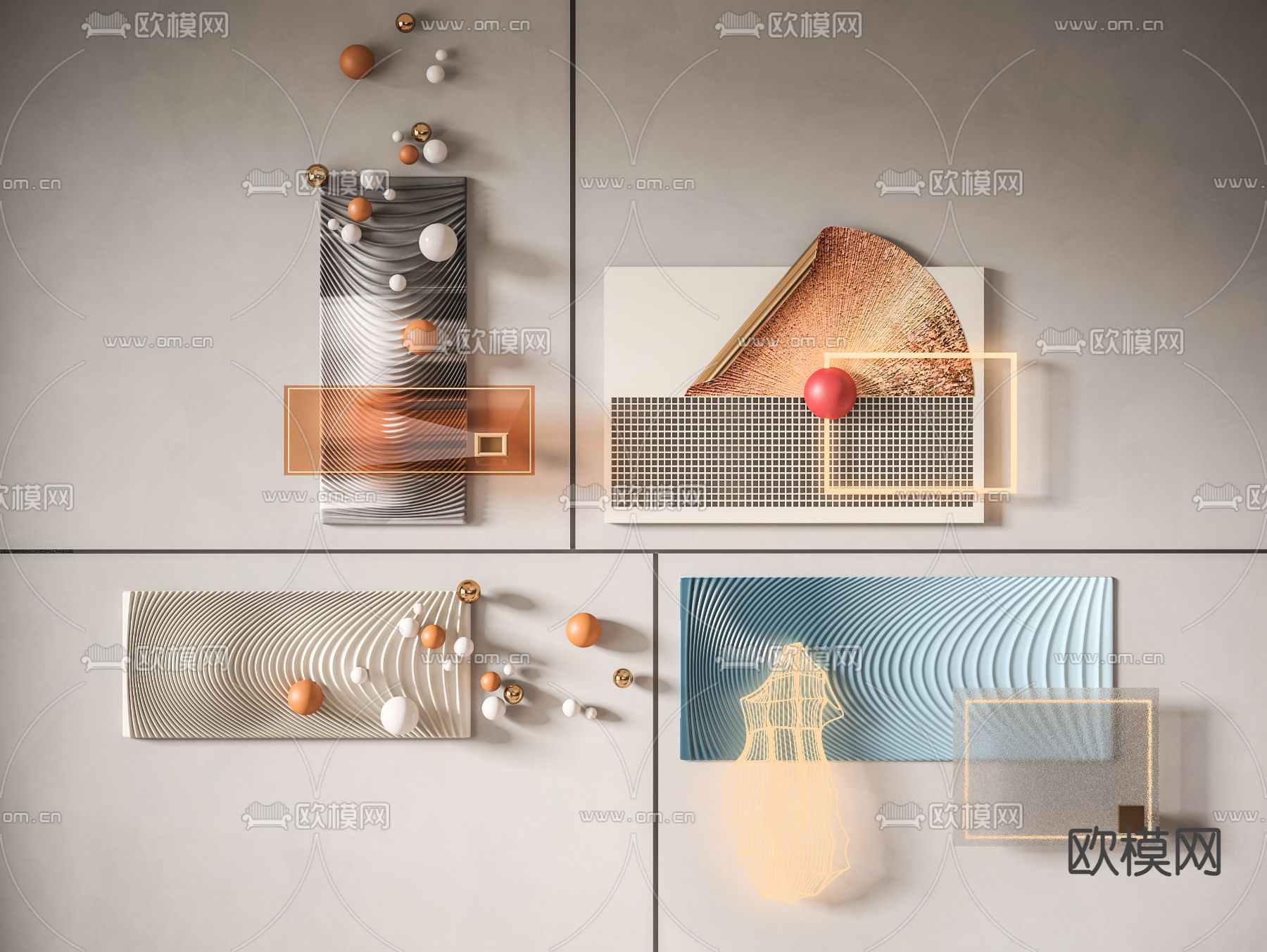 现代立体墙饰挂件3d模型下载