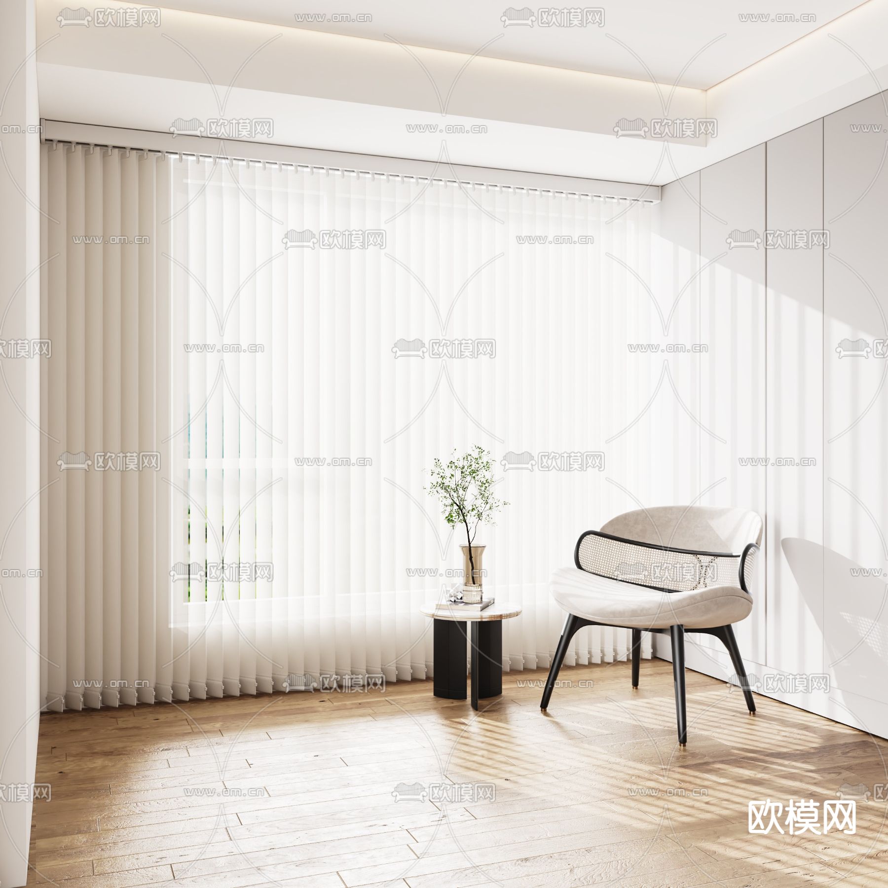 现代梦幻帘su模型下载（渲染图1）