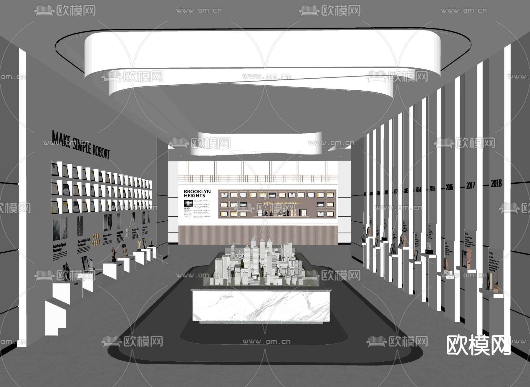 现代展厅su模型下载