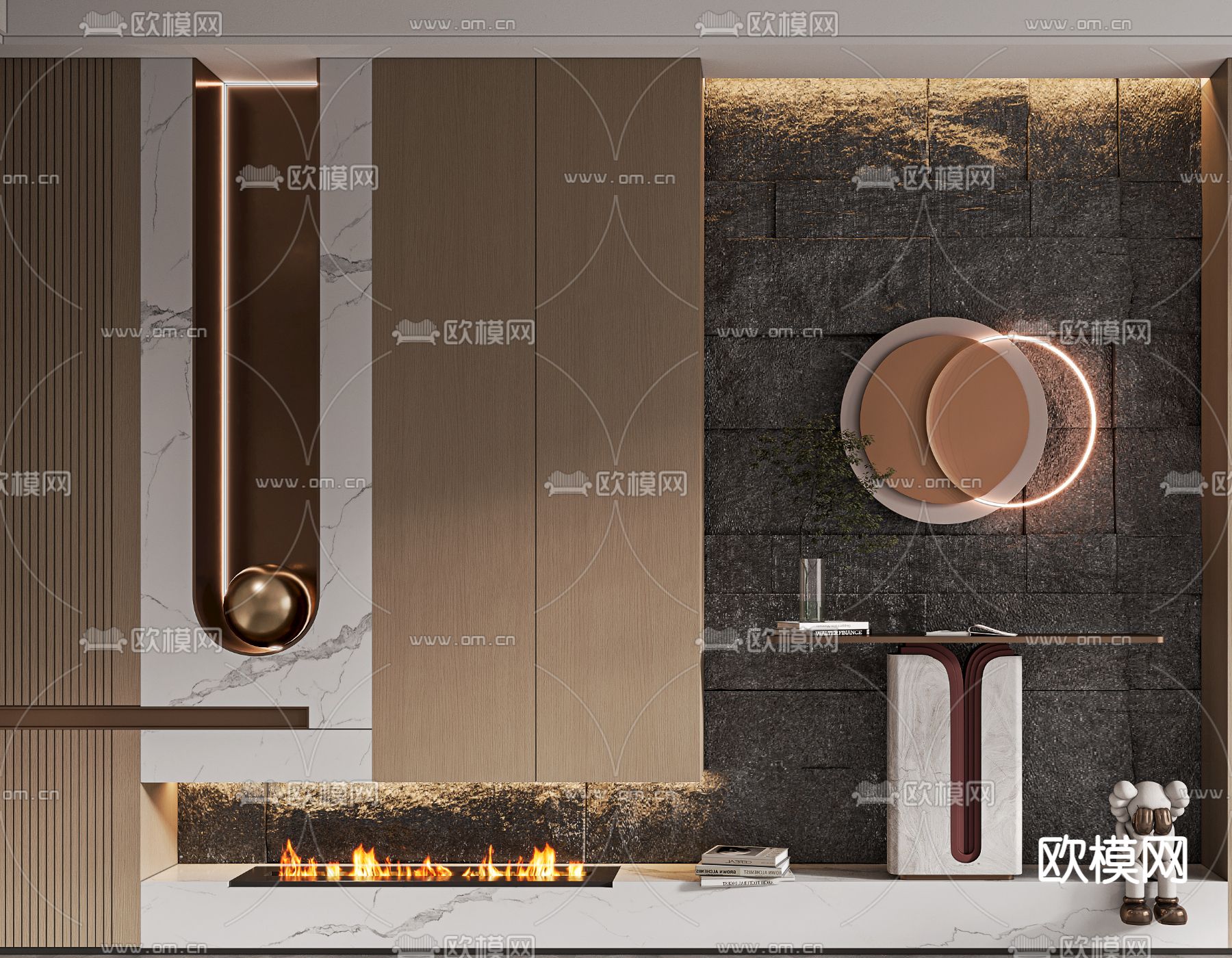 现代玄关端景条案3d模型