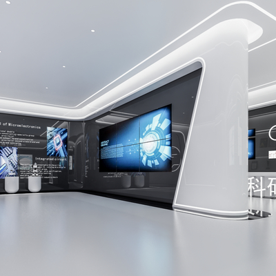  现代科技企业展厅su模型 