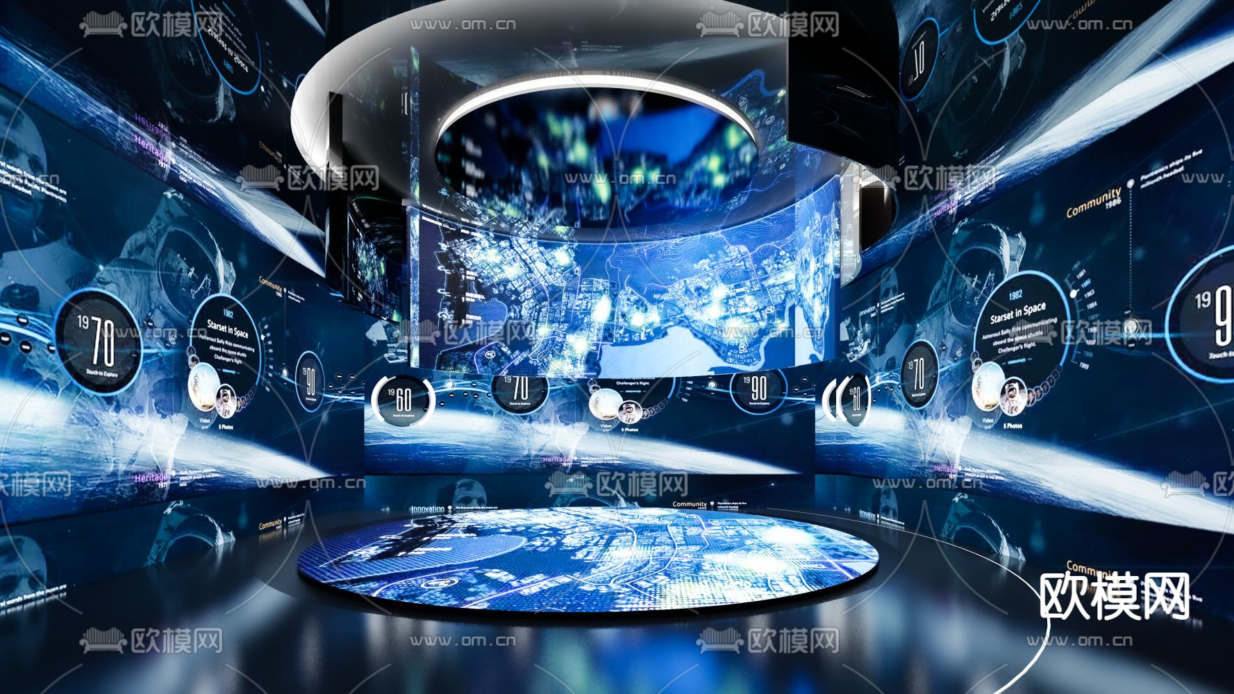 现代科技展厅su模型下载（渲染图1）