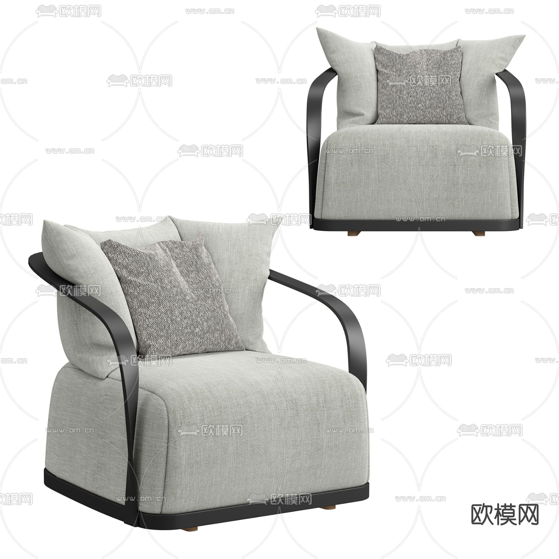 新中式布艺休闲沙发3d模型下载