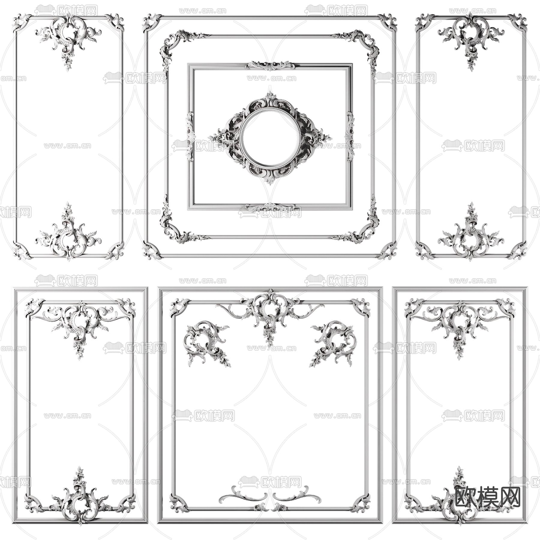 欧式石膏雕花线条3d模型下载（渲染图2）