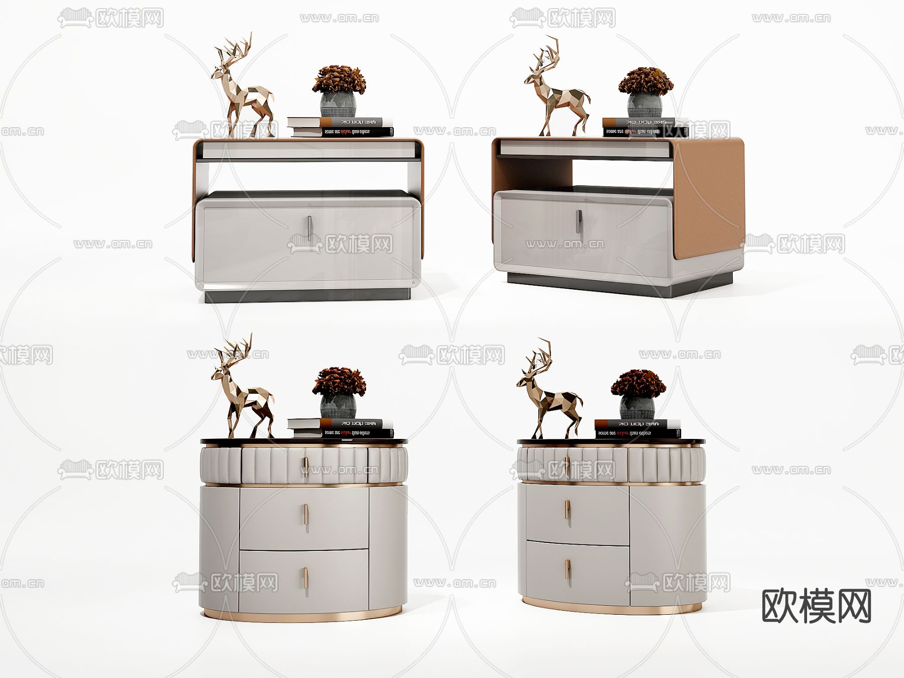 现代轻奢床头柜3d模型下载