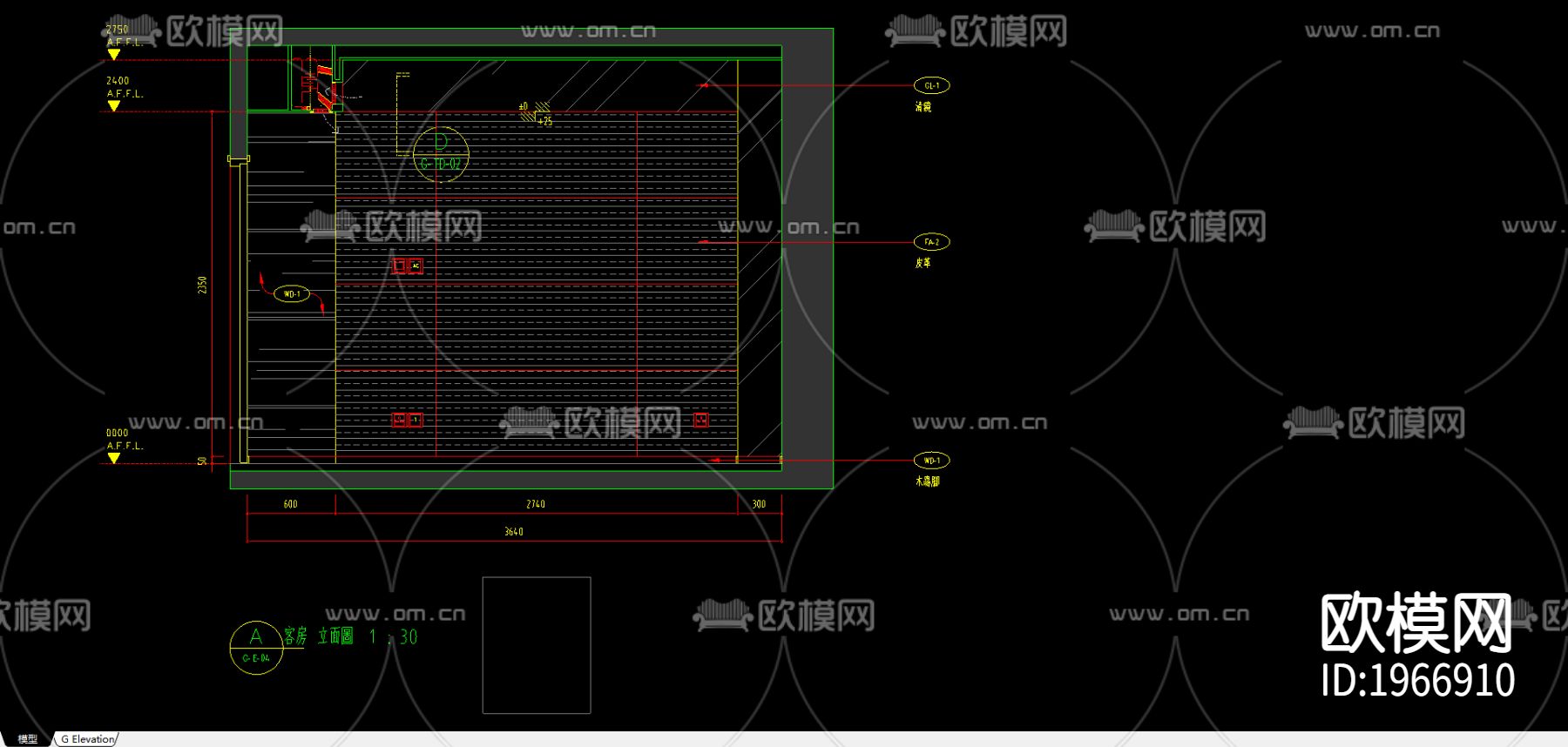 上海老西門新苑别墅cad施工图下载（渲染图4）