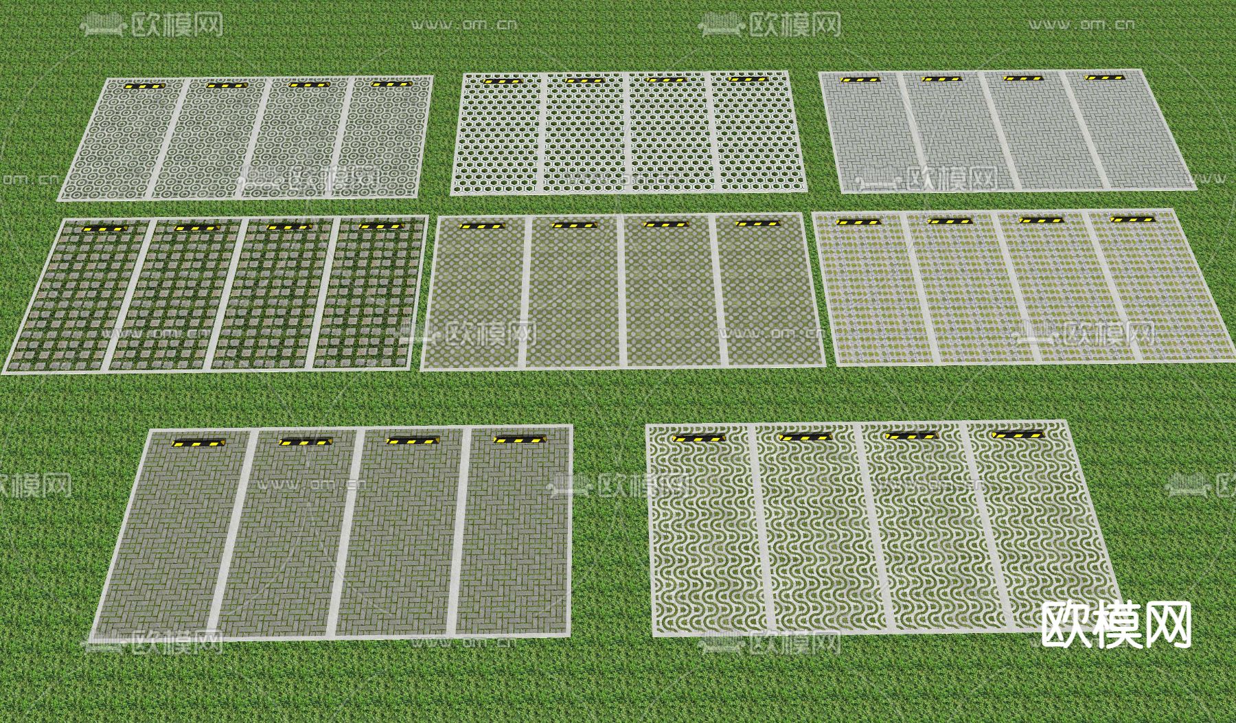 现代停车位停车场su模型下载