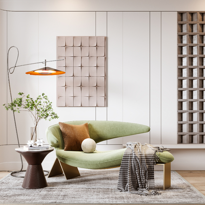  现代布艺休闲躺椅su模型 