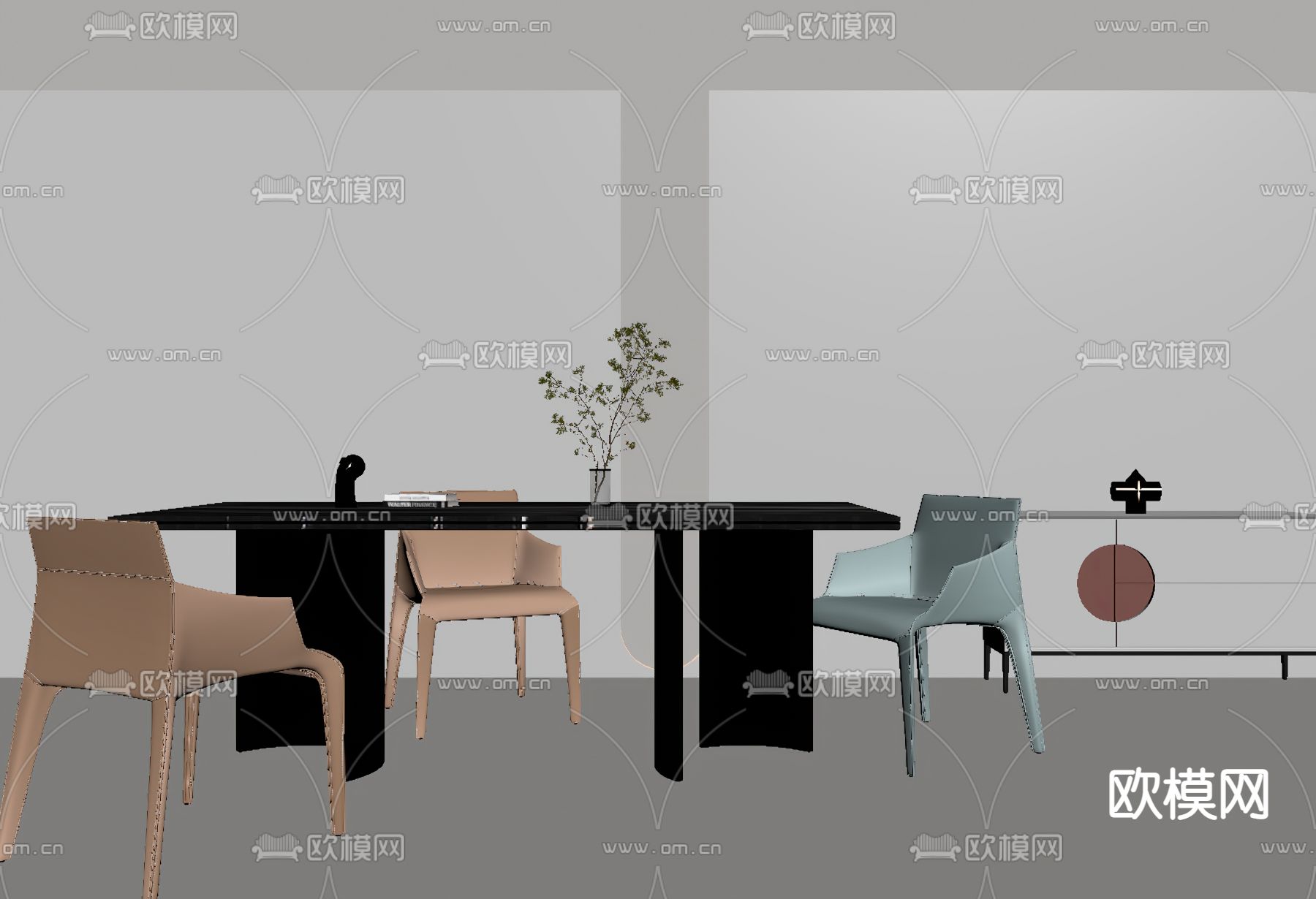 现代轻奢餐桌椅su模型下载（渲染图2）