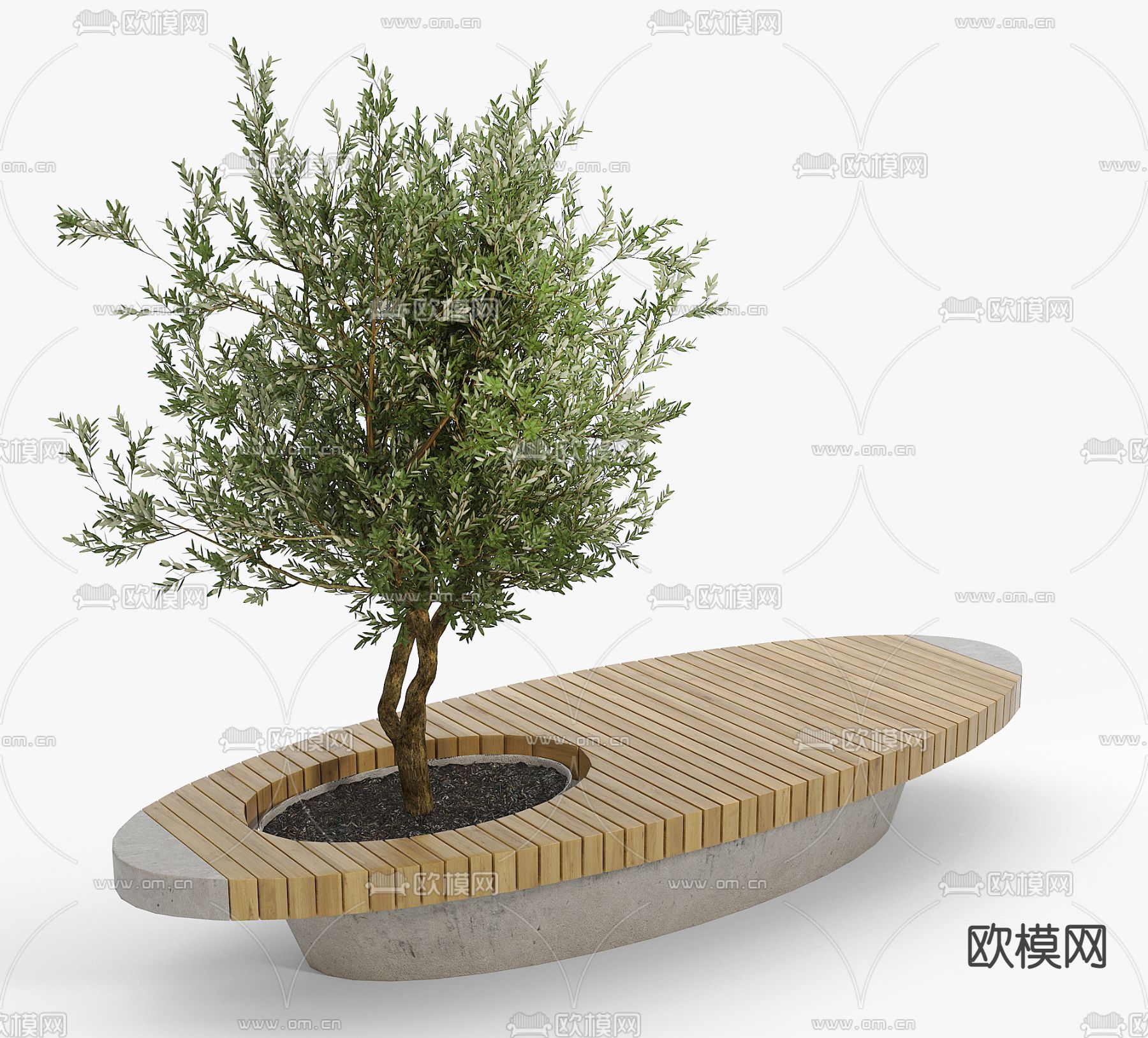 现代户外树池座椅3d模型