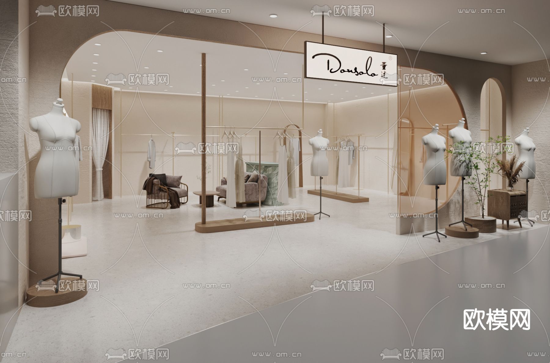 现代简约服装店免费3d模型下载_ID11736574_3dmax免费模型-欧模网