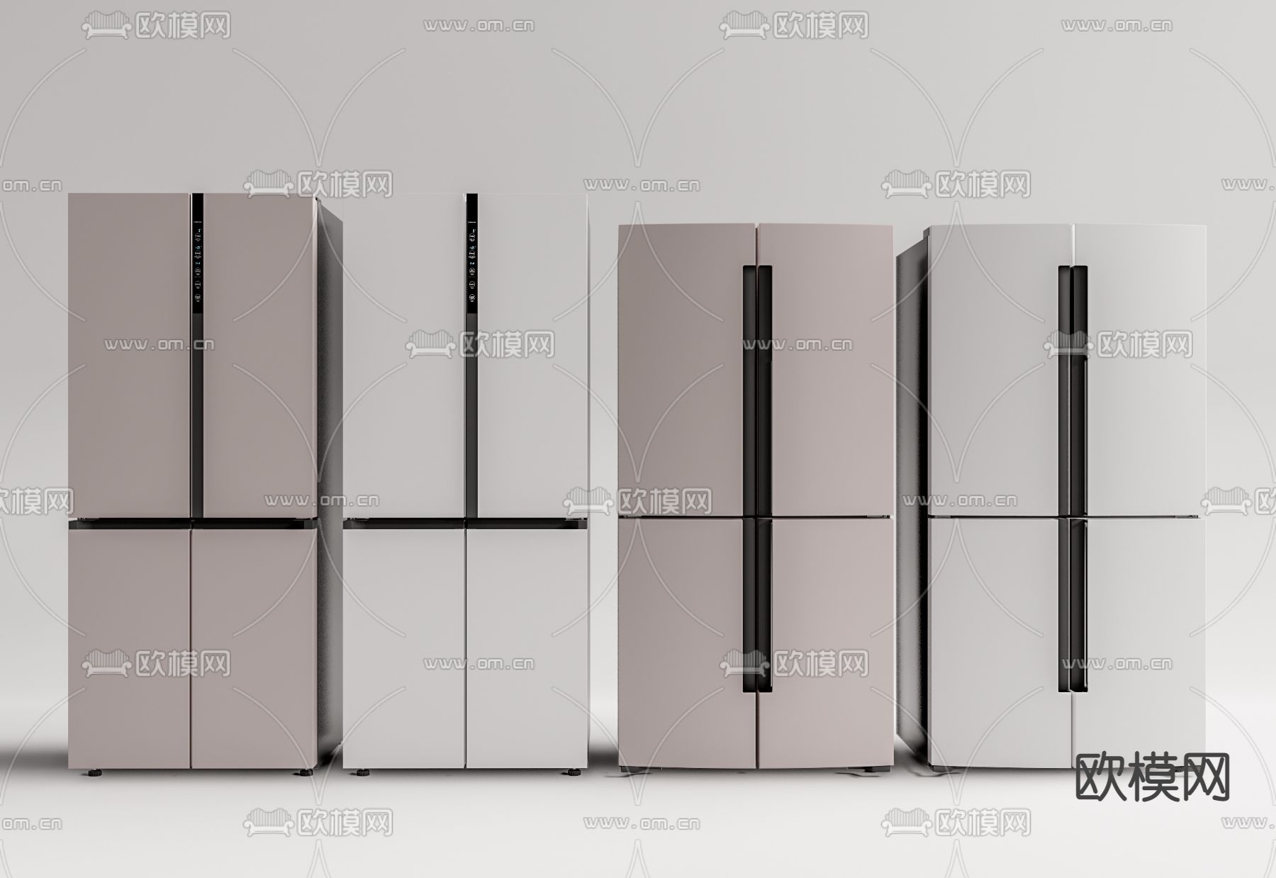 现代冰箱su模型下载（渲染图1）