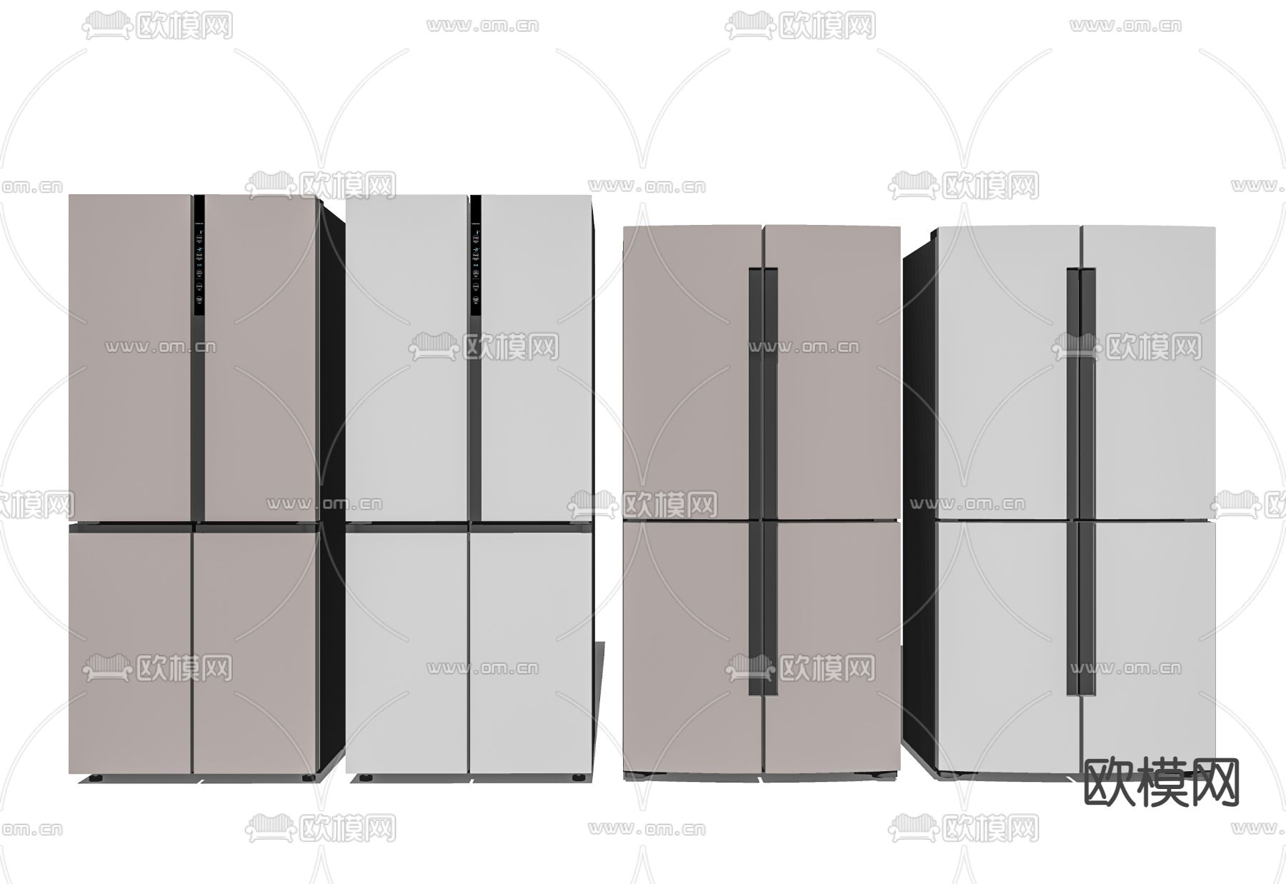现代冰箱su模型下载（渲染图2）
