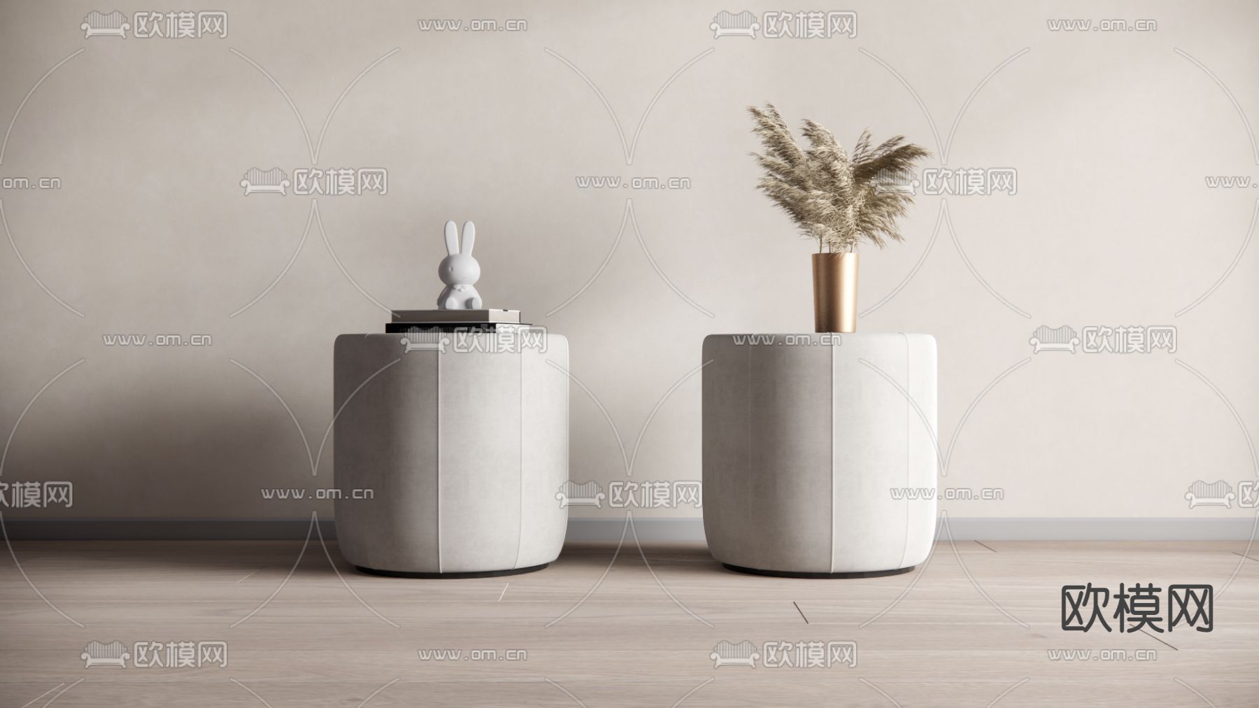 现代床头柜su模型下载（渲染图1）