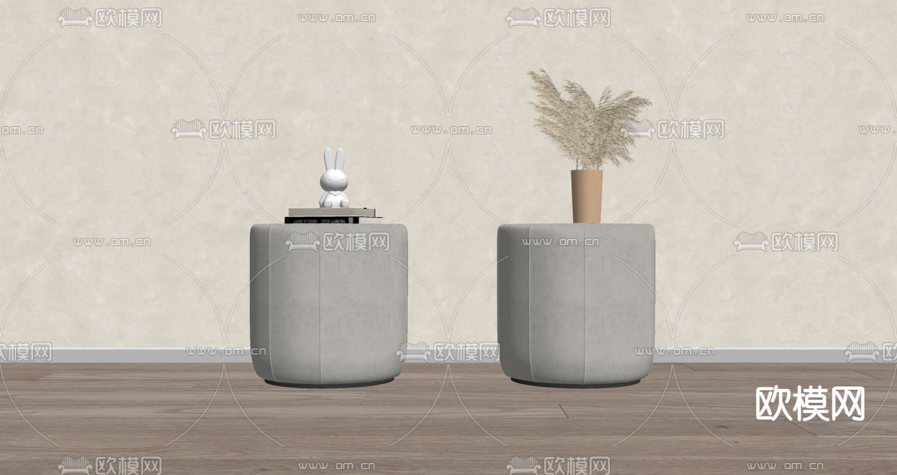 现代床头柜su模型下载（渲染图2）