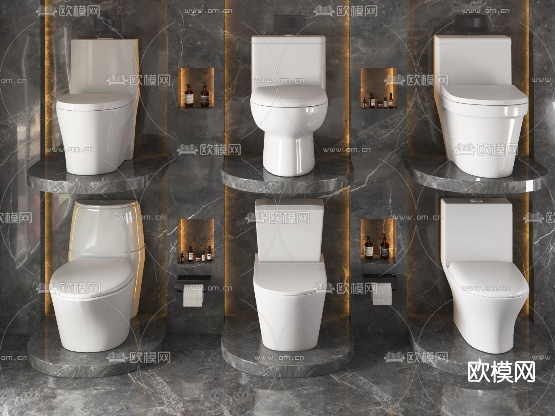 现代马桶坐便器3d模型下载