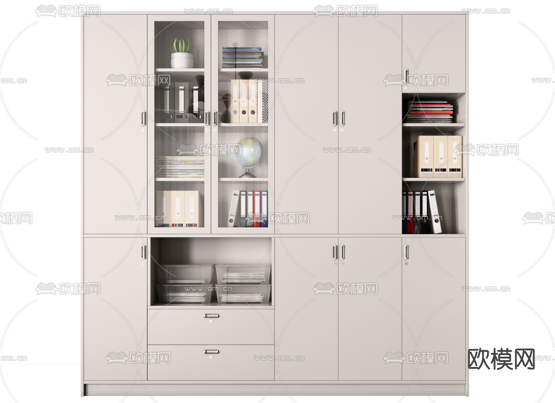 现代办公文件柜3d模型下载