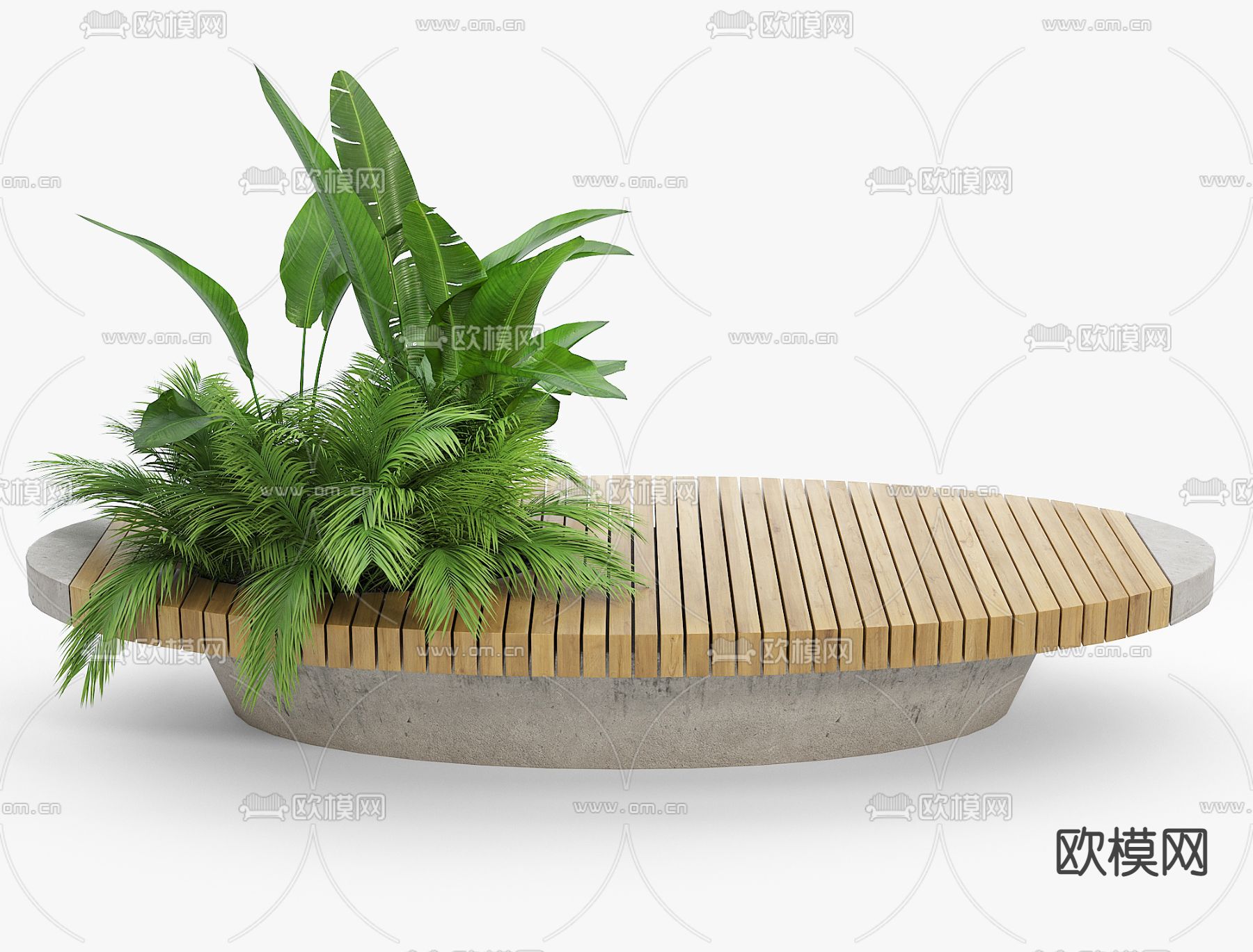 现代户外树池座椅3d模型