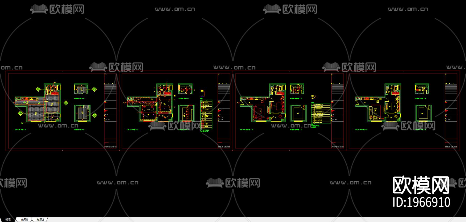上海老西門新苑别墅cad施工图下载（渲染图2）