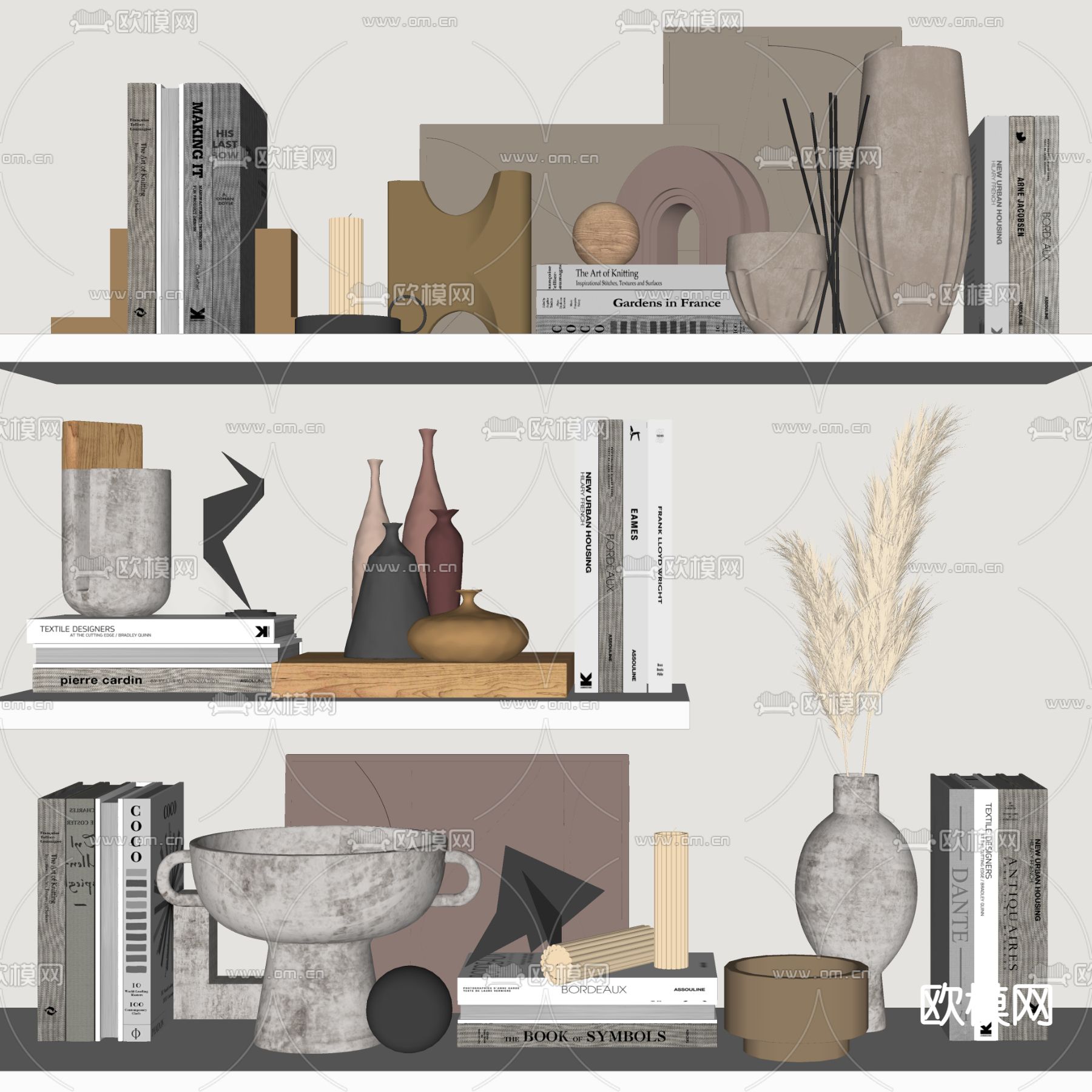 侘寂书本饰品摆件su模型下载（渲染图2）