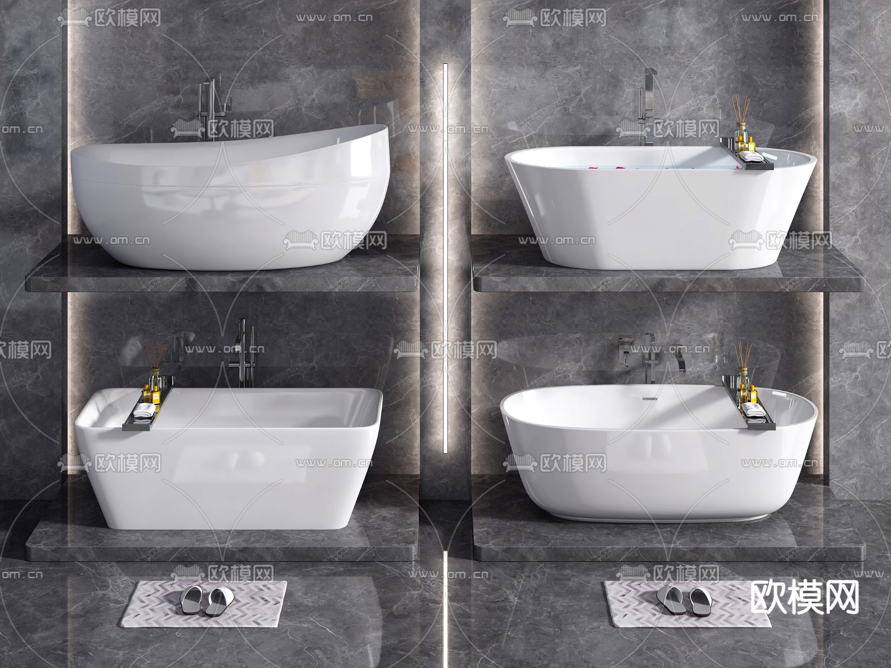 现代陶瓷浴缸3d模型下载