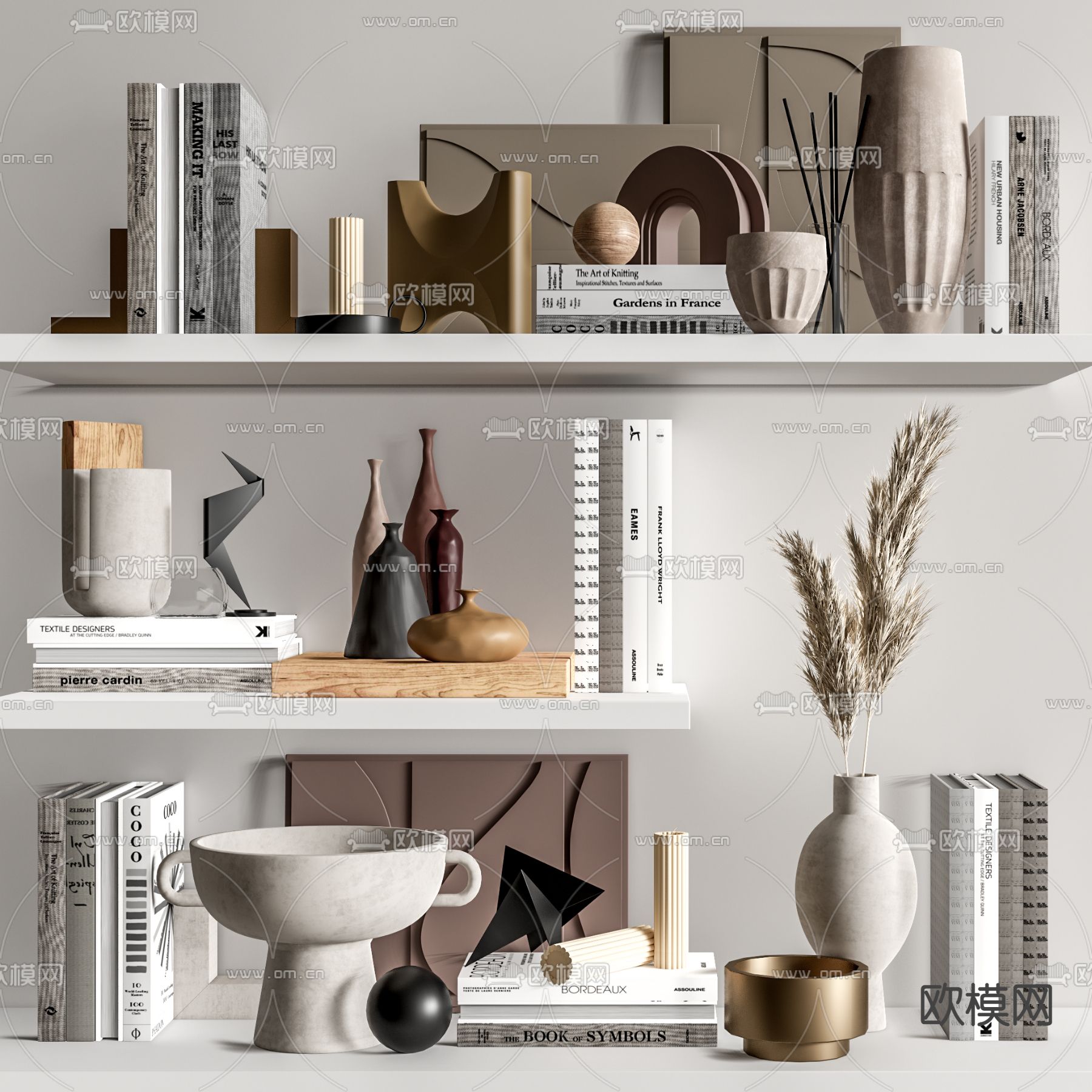 侘寂书本饰品摆件su模型下载（渲染图1）