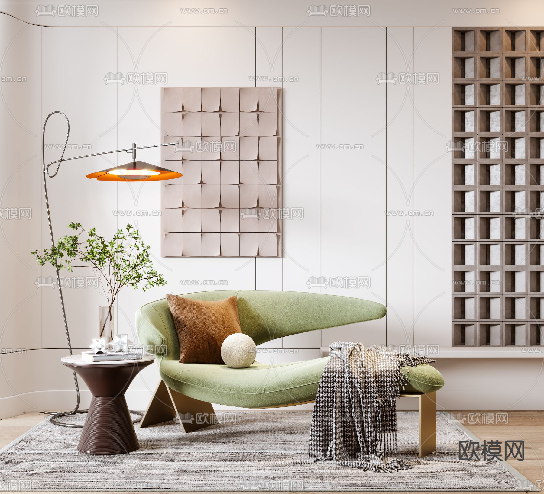 现代布艺休闲躺椅su模型下载