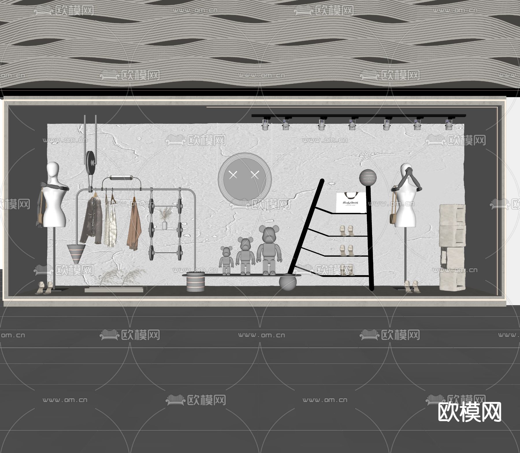 现代女装服装店橱窗su模型下载（渲染图2）