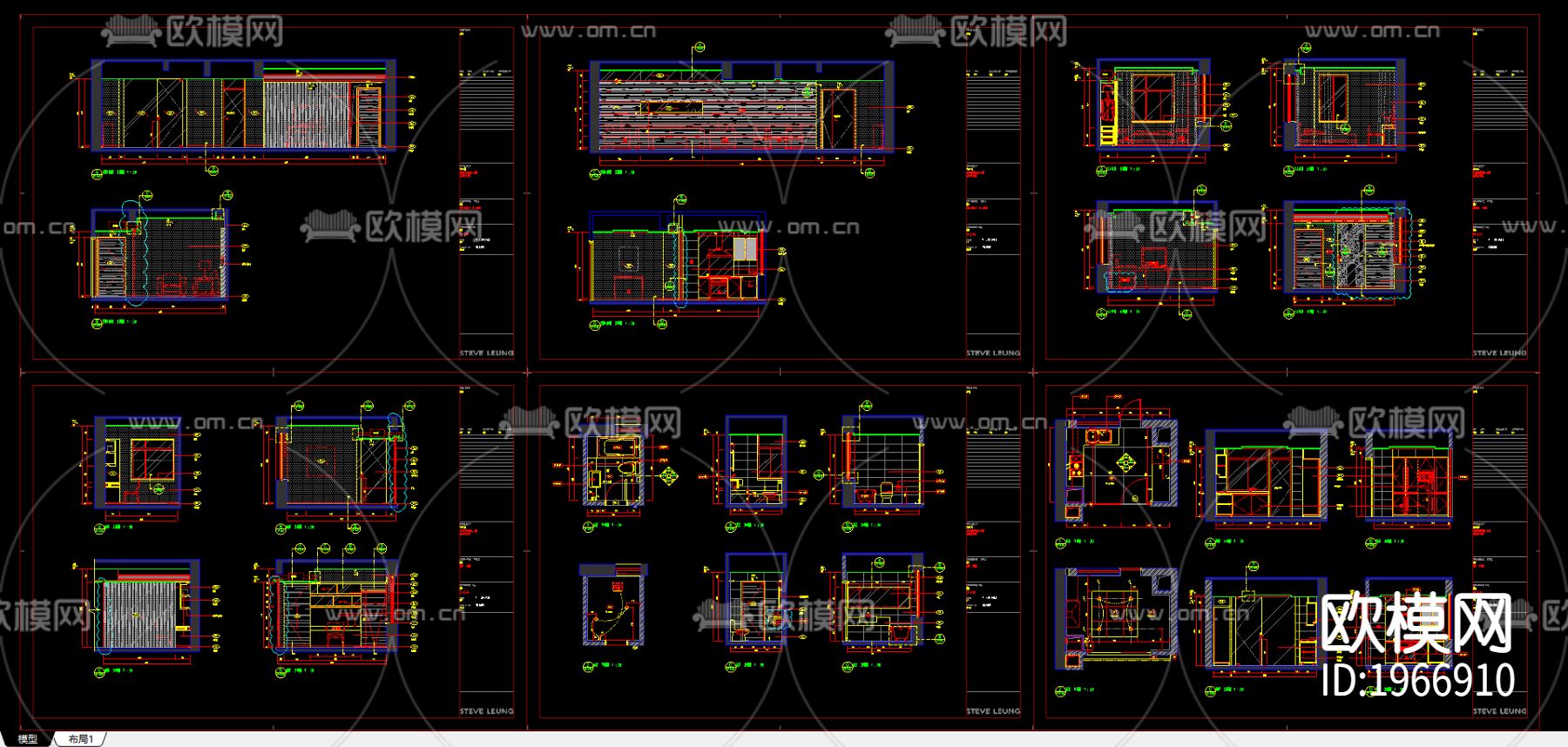 上海老西門新苑别墅cad施工图下载（渲染图1）