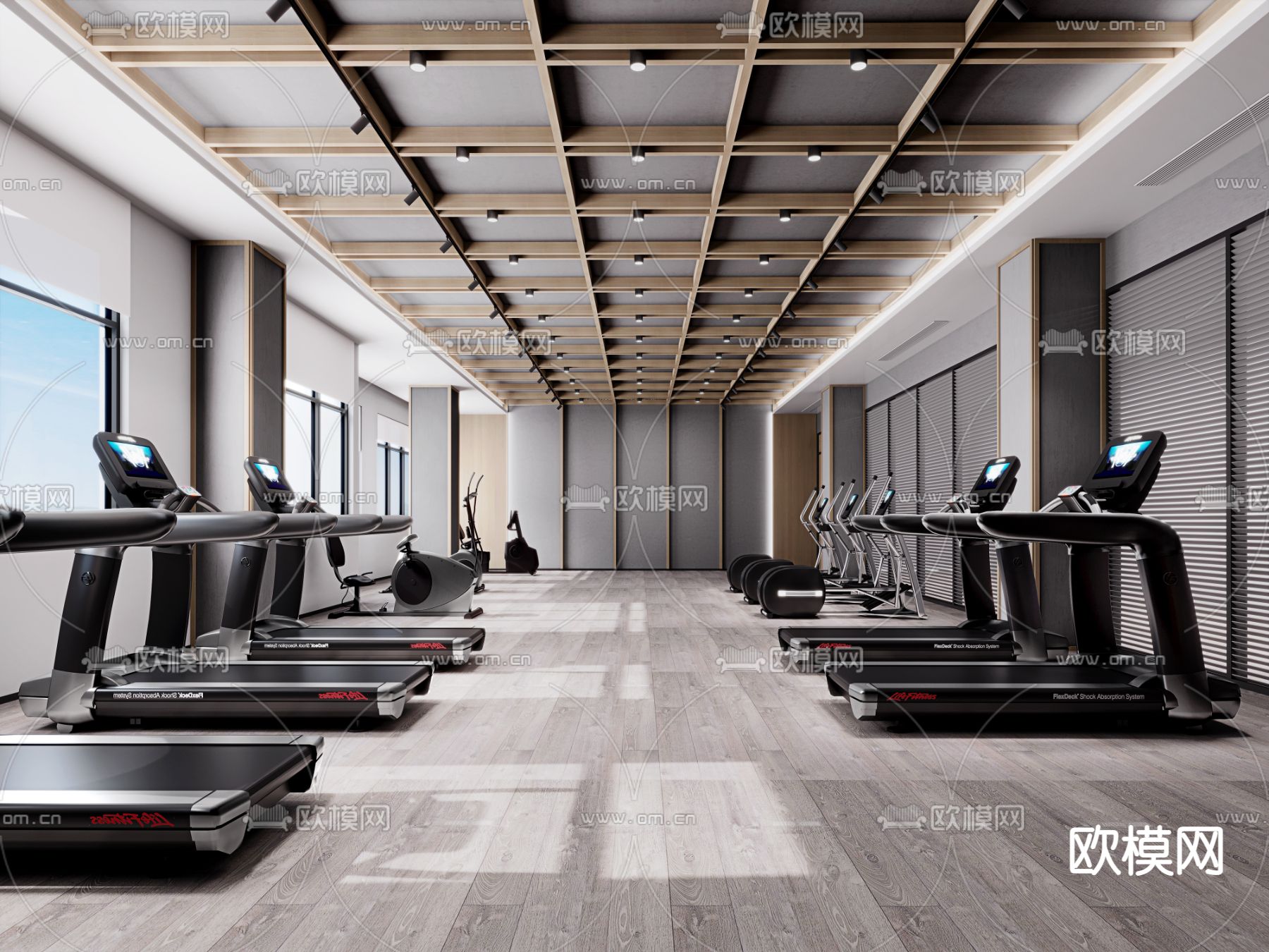 现代健身房3d模型下载
