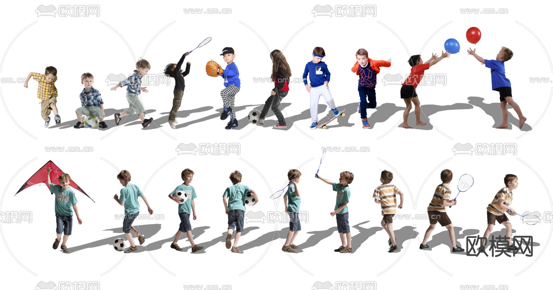 现代运动儿童人物su模型下载
