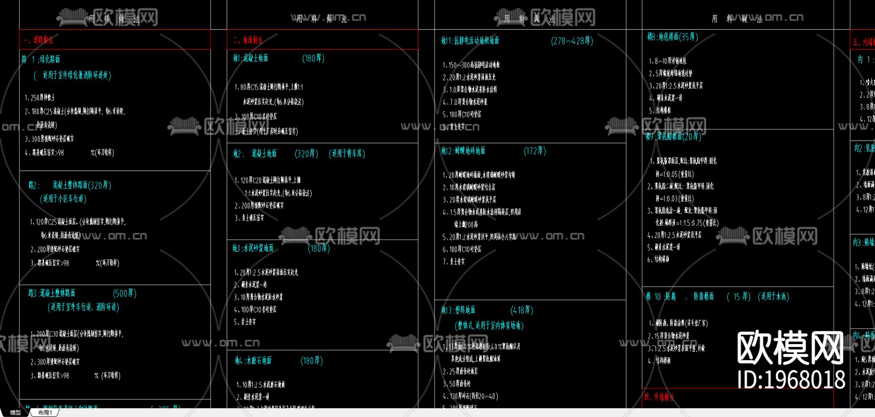 建筑构造统一做法表下载（渲染图1）