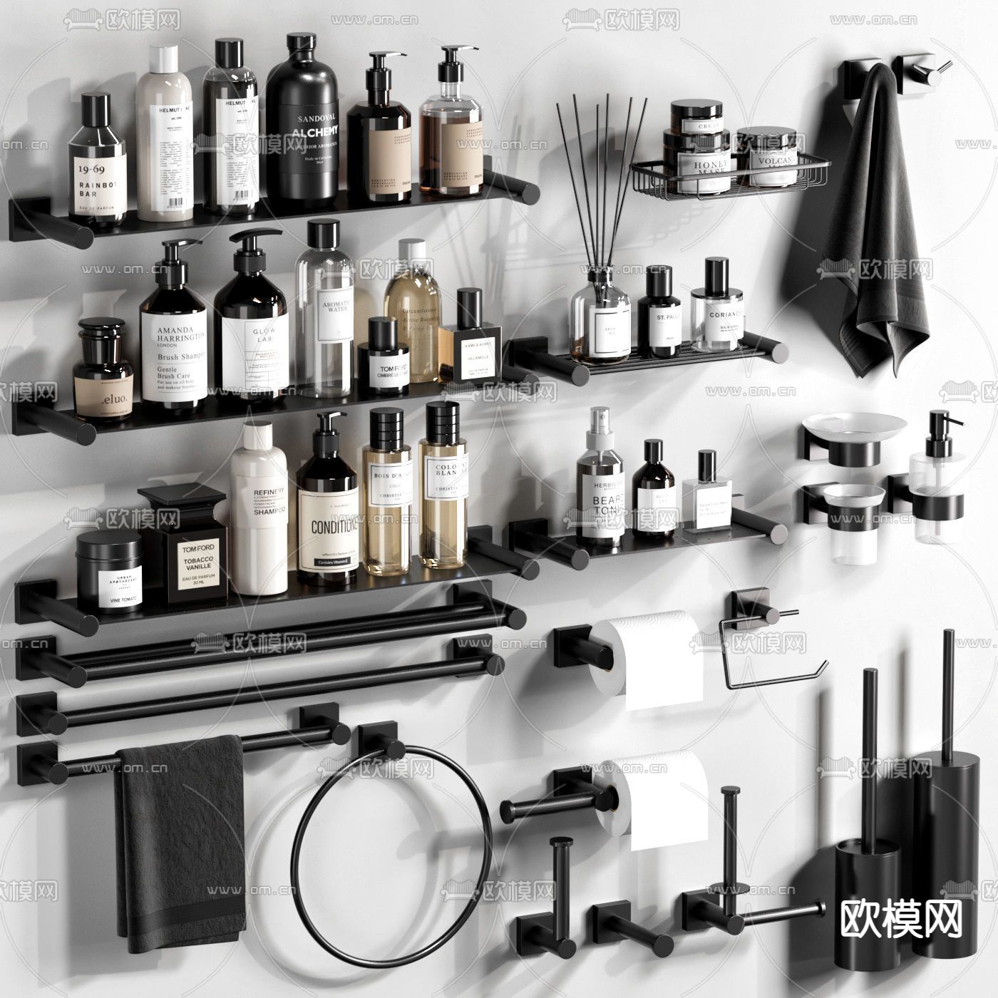 现代洗浴用品3d模型下载（渲染图1）