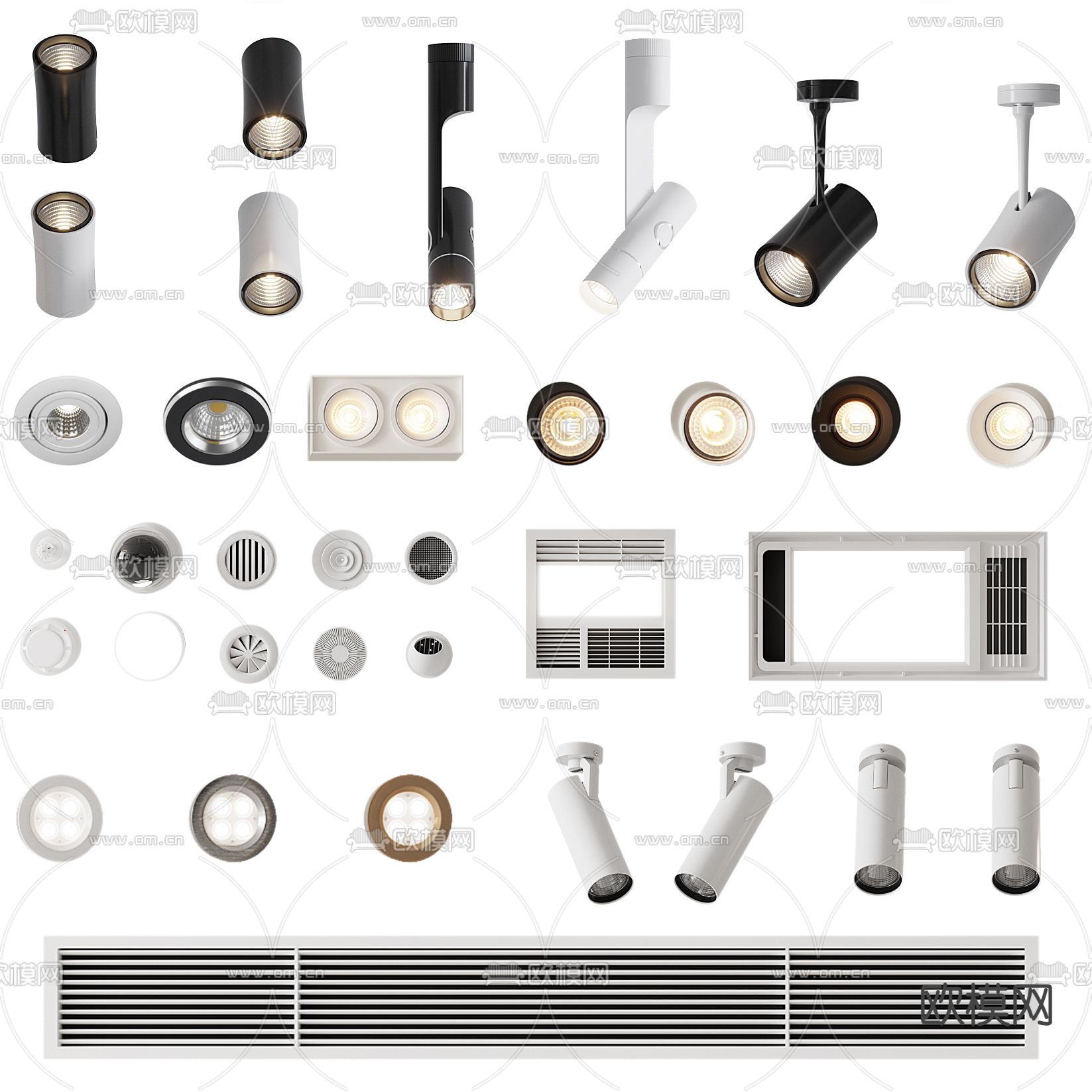 现代筒灯射灯su模型下载（渲染图1）